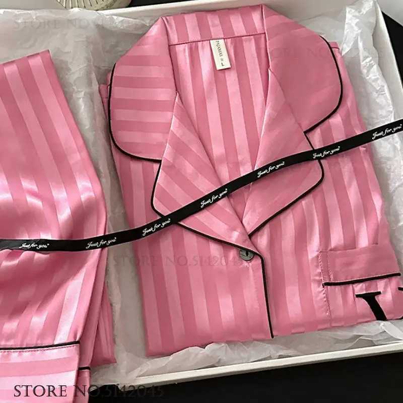 Female Pajamas Loungewear Two-Piece Set Spring Autumn New Rayon Sleepwear Pyjama Pour Femme Sexy Loose Home Clothes LingerieC250319