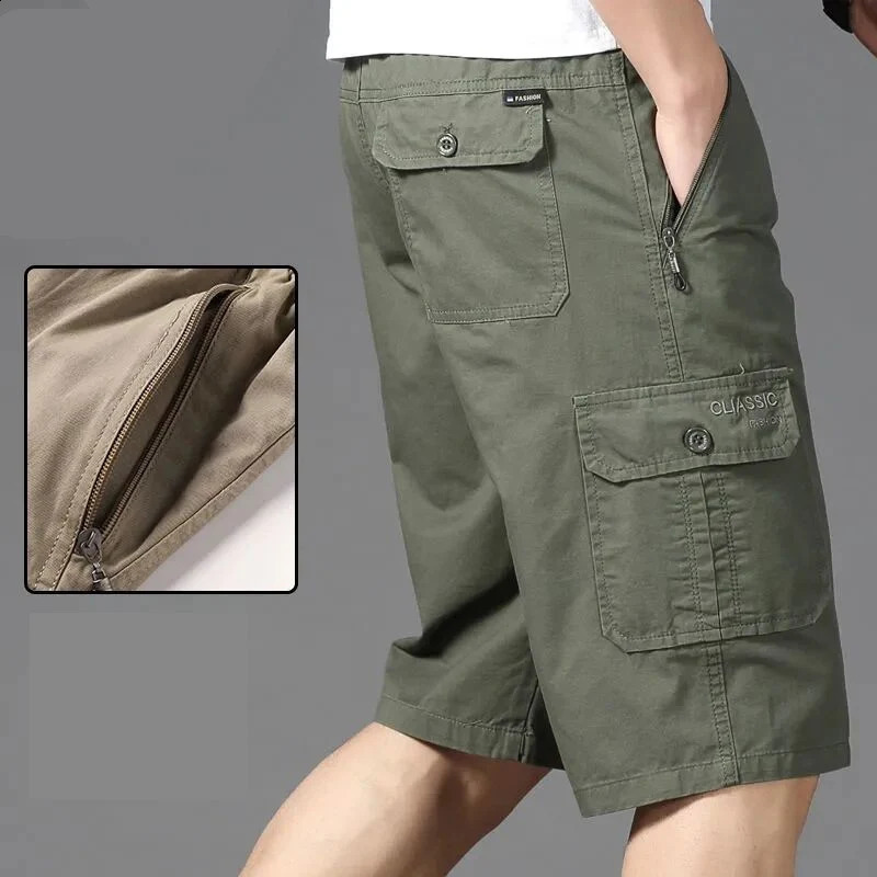 Large mens sports and casual shorts fashionable loose straight cargo cotton comfortable beach running 250312