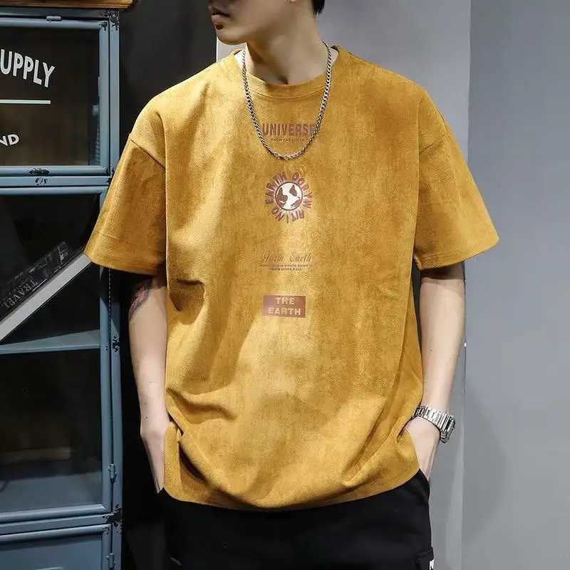 Retro European and American short sleeved round neck mens loose fashion trend 2023 summer new Hong Kong Breeze T-shirtT250319