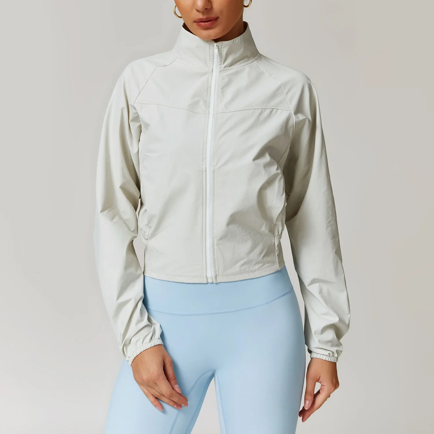 Sports jacket womens stand collar thin windproof outdoor running suit quick drying fitness long sleeved yoga top 250314
