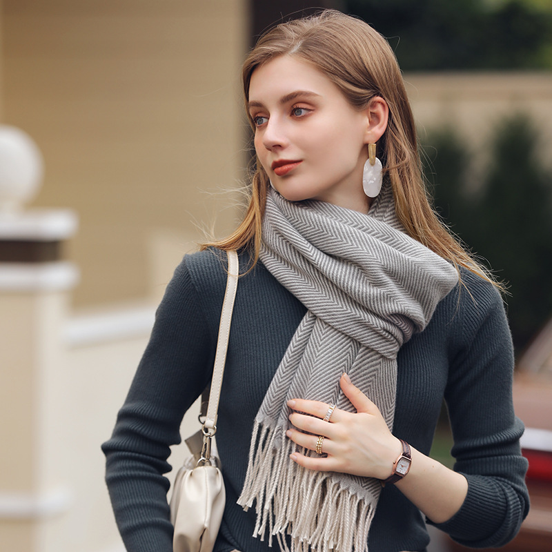 K184 Solid color scarf wave light stripes new scarf women's winter fresh sweet macaron monochrome medium and long scarf
