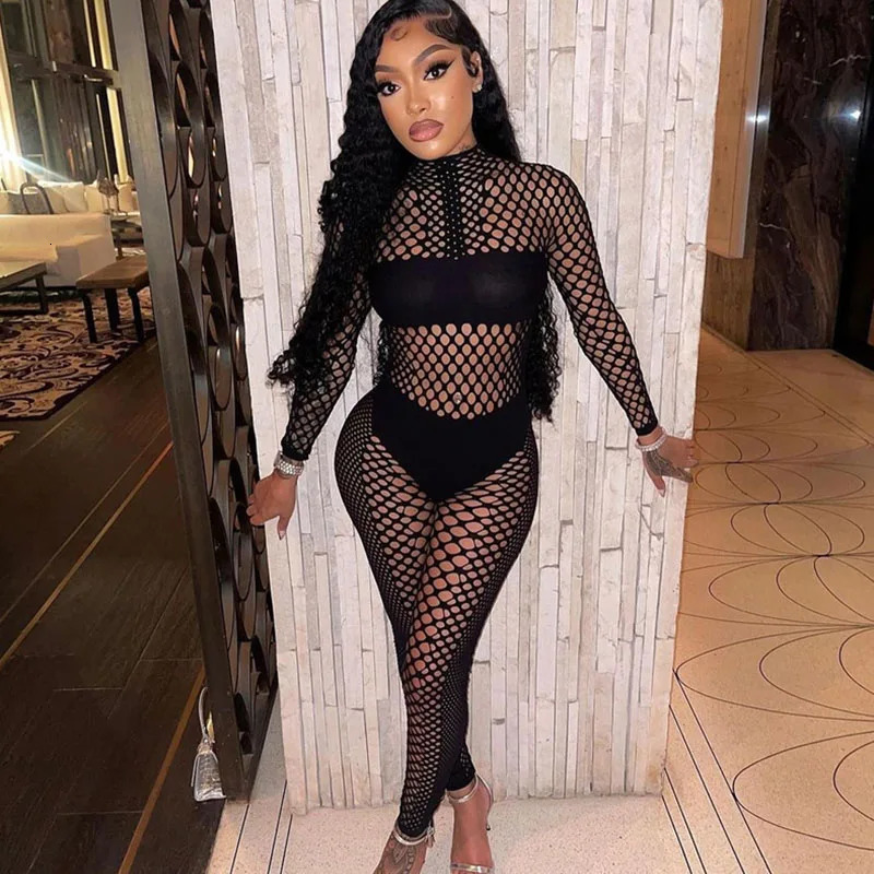 Sexy Hollow Nightclub Set Womens Two Piece Y2K Patch Work Long Sleeve Top and Leg Conjuntos Para Mujeres 2-piece Set 250320