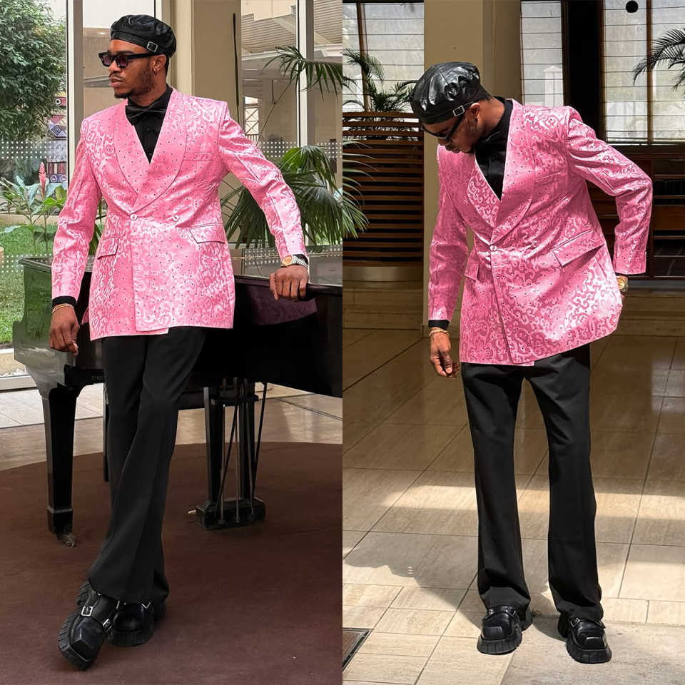 Pink Leopard Print Mens Jacket Shawl Lapel Double Breasted Party Birthday Groom Wear Only One Piece Customized Cosplay Outfits