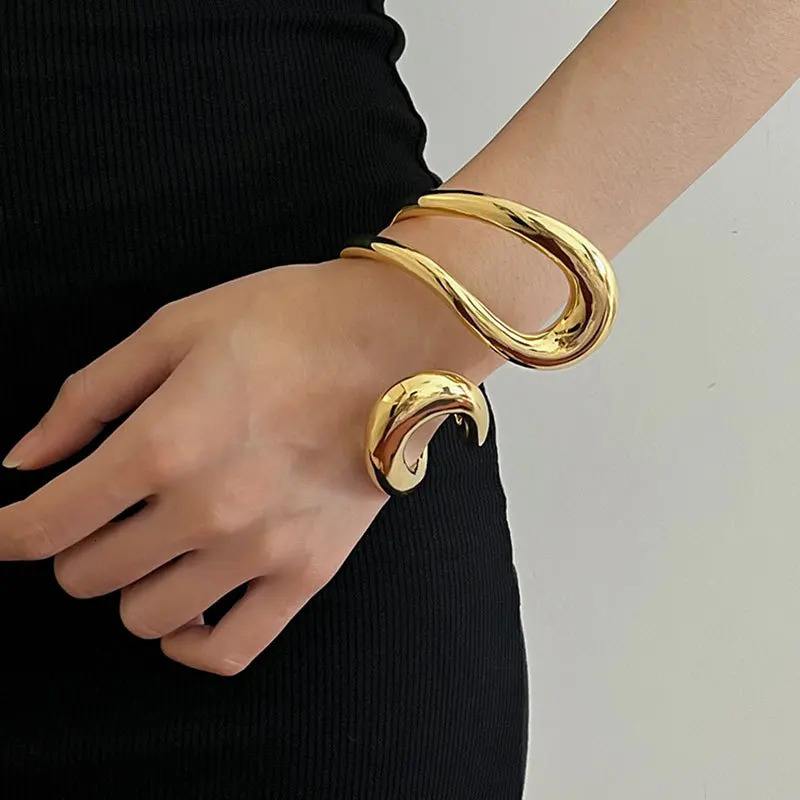 Vintage Metal Hollow Geometry Adjustable Open Bracelets Bangle For Women Men Hip-hop Punk Jewelry Party Accessories 250320