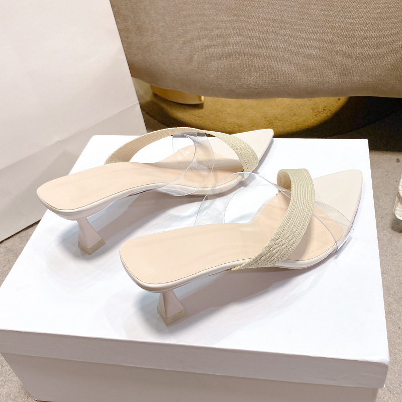 Open toed slippers free Shipping sandals Designer Fine heeled sandals Transparent high-heeled sandals Versatile women's outdoor shoes 2025 new