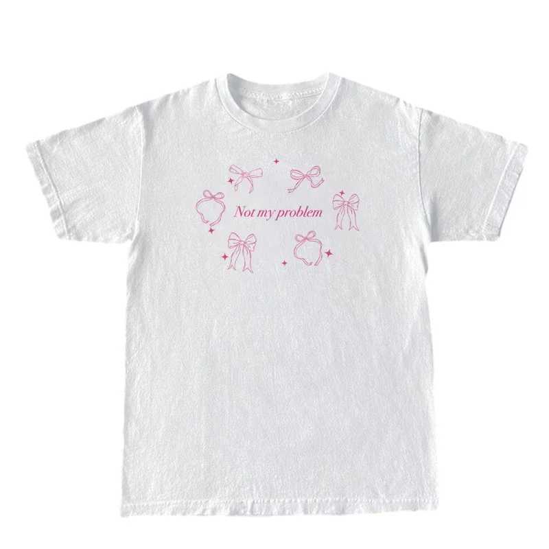 Fashionable and cute ribbon bow T-shirt for women retro Y2k aesthetic T-shirt for women short sleeved Kawaii Cottageecore clothingT250320