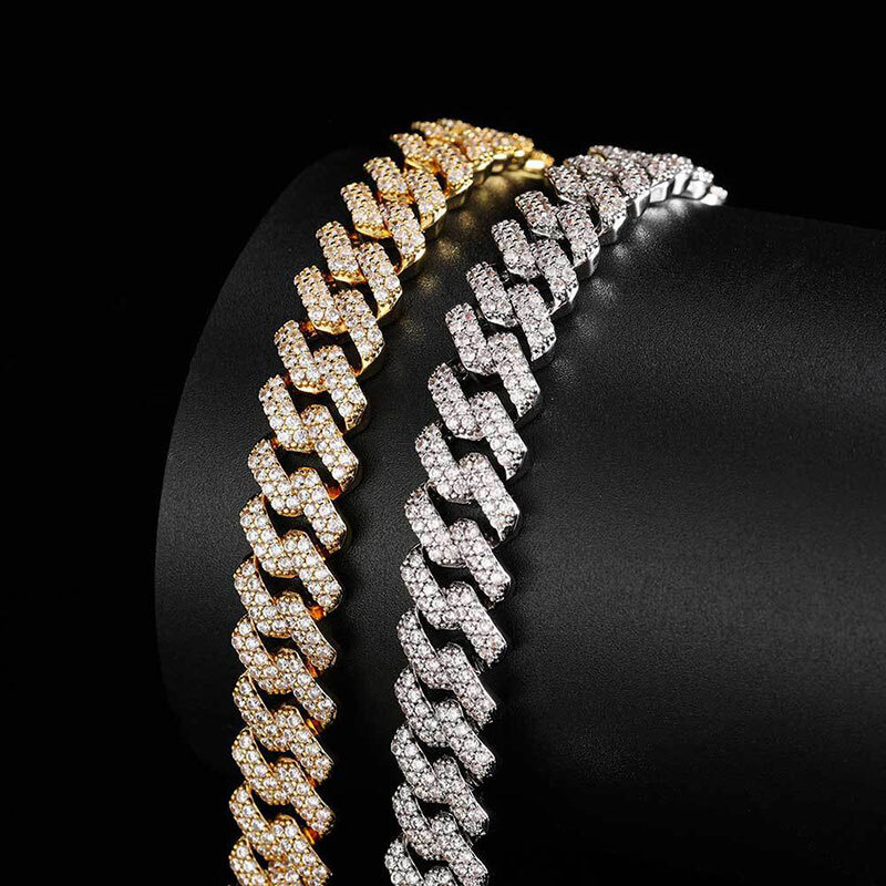 Fashion Hip Hop Jewelry 12mm 2 Row 3A CZ Cubic Zirconia Women Men Bling Iced Out Miami Cuban Link Bracelet Drop Shipping