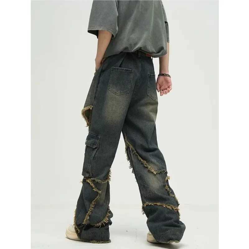 Star Design Sensitivity niche American style retro jeans trend brand European American high street pants unique crossoverT250319