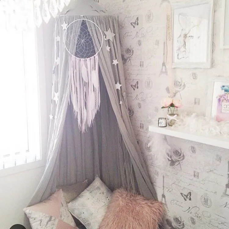 Childrens Ceiling Dome Tent INS Single Door Baby Room Decoration Mosquito Net Multicolor Cotton Bed Curtain 250312