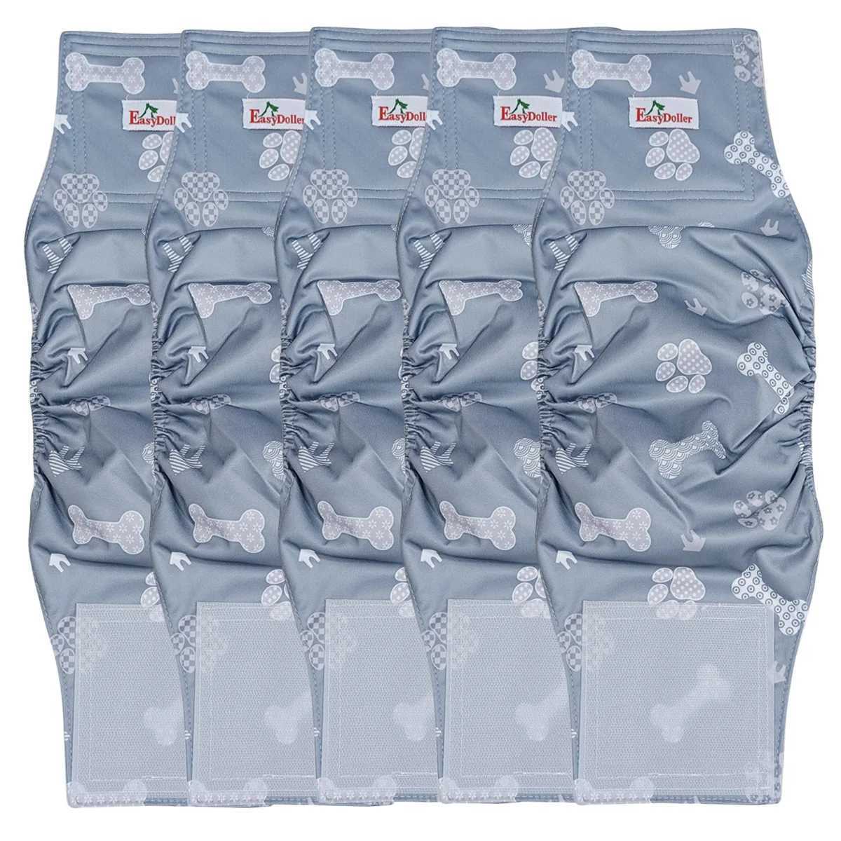 5 Reusable Mens Dog Diapers with Cute Paw Printing Pet Dog Diapers with Abdominal Packaging Leak proof Puppy Training Diapers Sanitary Pants Y250320