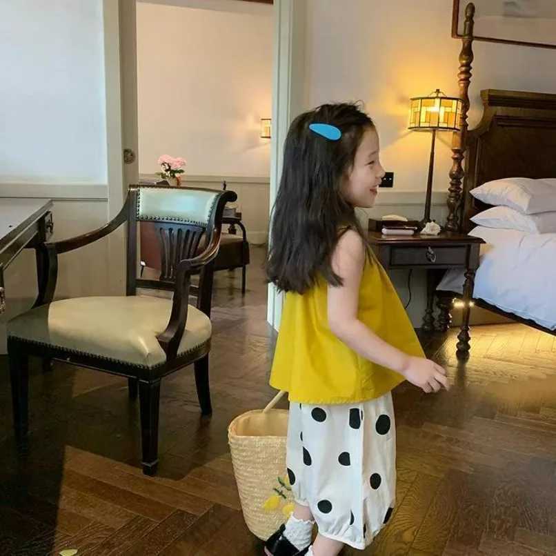 Girls clothing black pajamas shirts and pants childrens clothing 2025 new summer set brand clothing childrens clothingT250320