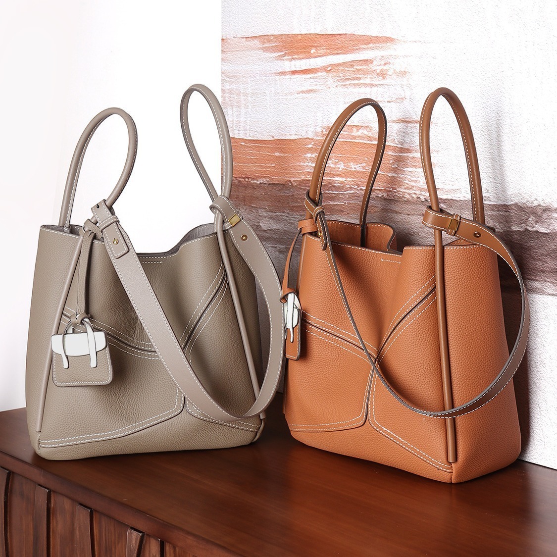 Women S New Head Layer Leather Handmade Tote For Commuters Large Capacity Handheld Shoulder Bag Big Bag Shoulder Bags