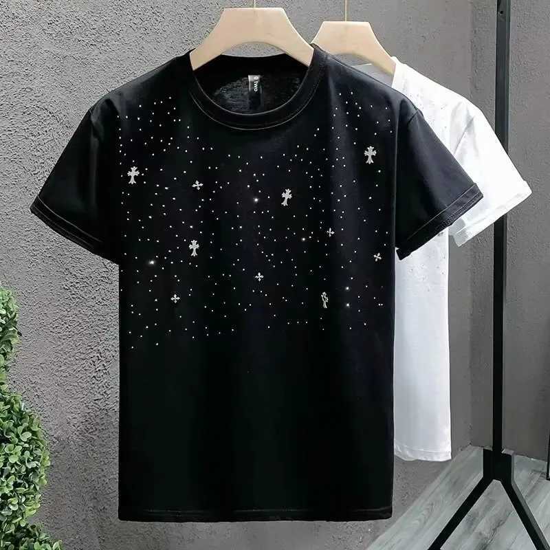 Summer New Mens Short sleeved T-shirt Trendy Brand European and American Hip Hop Style Round Neck Bottom Top Short SleeveT250319