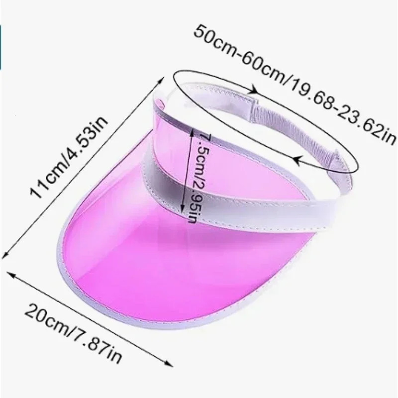 Outdoor Golf Cap Summer Plastic Visor Cap Tennis Beach Club Sun Visor Hat Pink UV-Resistant Plastic Adjustable Beach Sun Visor 250320
