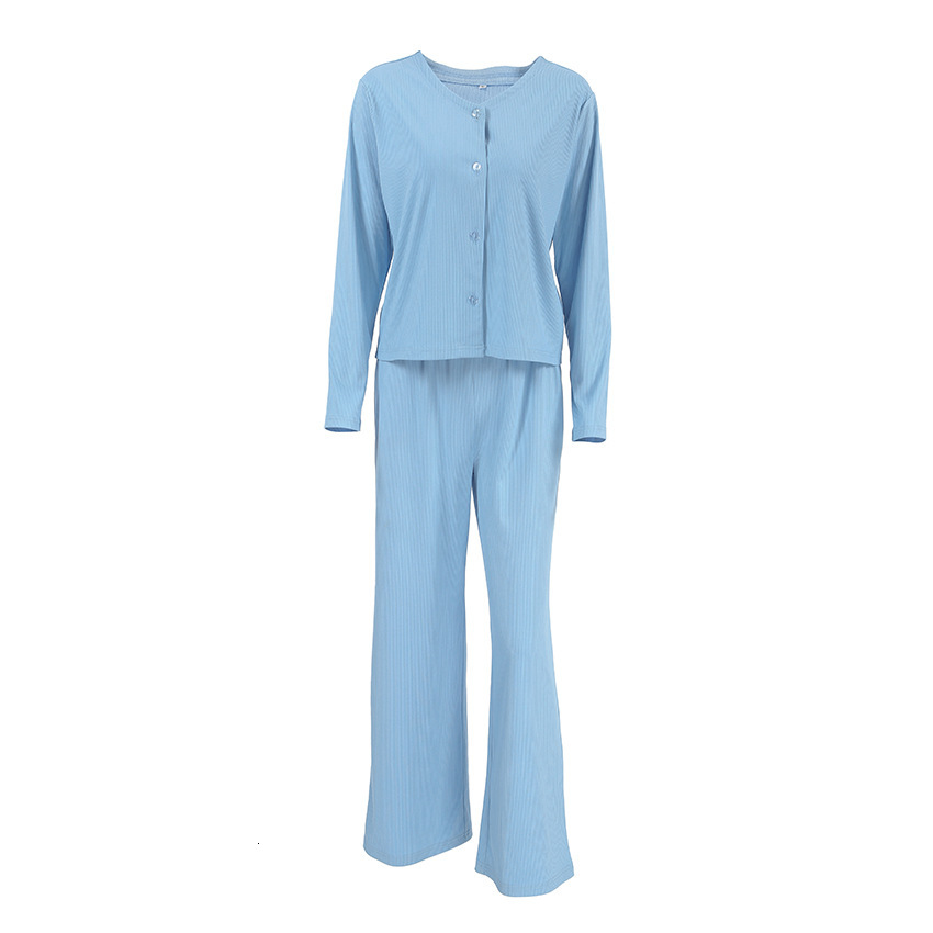 Summer 2025 New Product Autumn Warm Skin friendly Cardigan Long Sleeve Pants Set Knitted Women's Pajamas
