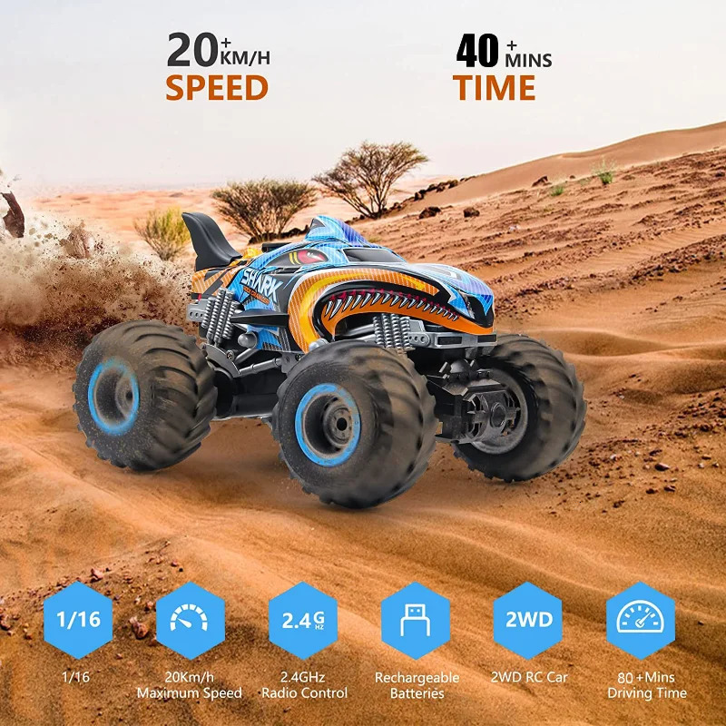 2.4GHz Remote Control car Monster Shark RC Car Electric Trucks Stunt Vehicle Sound Light Spray Toys for Boys Kids Children Gift 250320