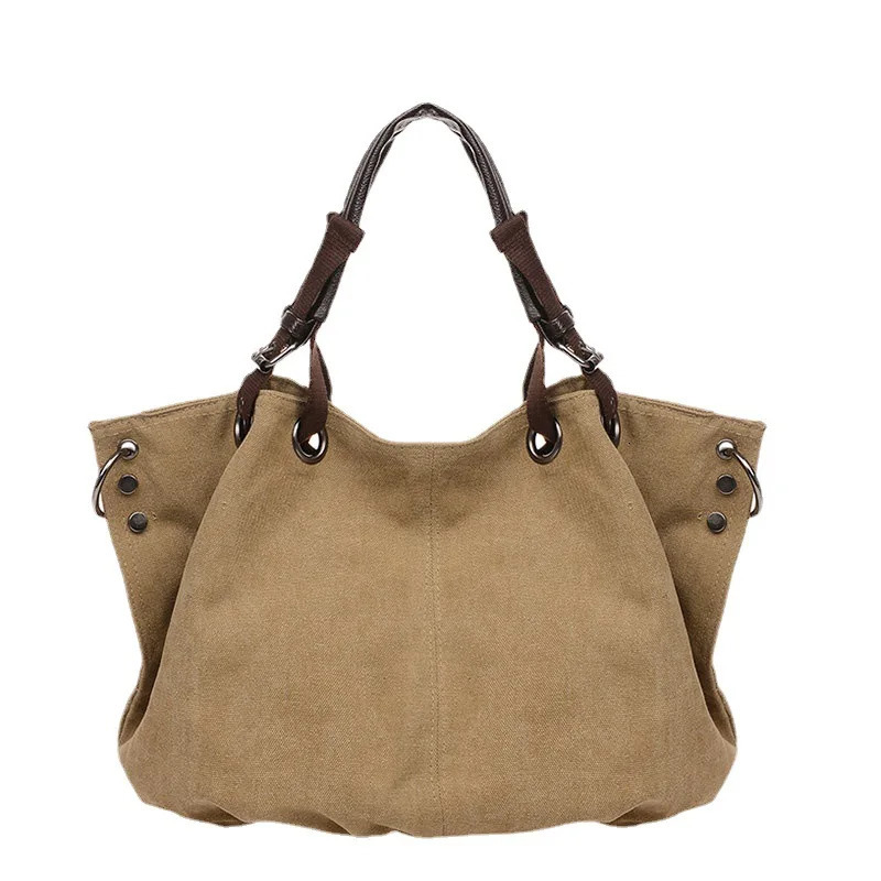 New European and American Fashion Womens Bag Simple Casual Canvas Bag Large Capacity Handbag R250320