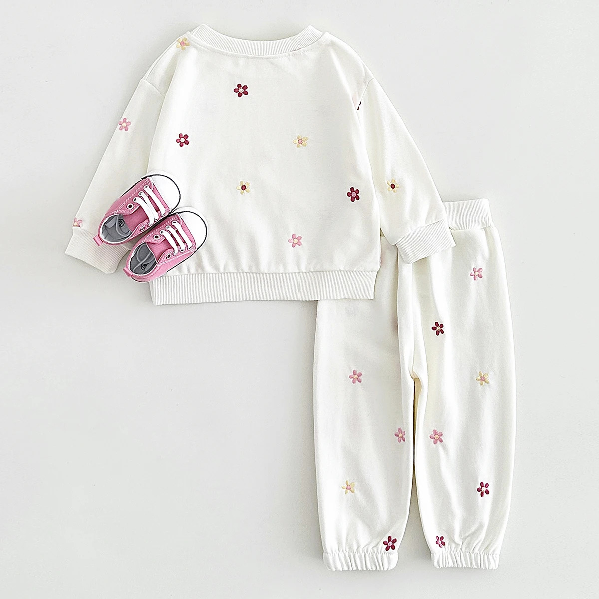 Winter baby clothing set warm pure cotton autumn basic floral embroidery twopiece womens 250319