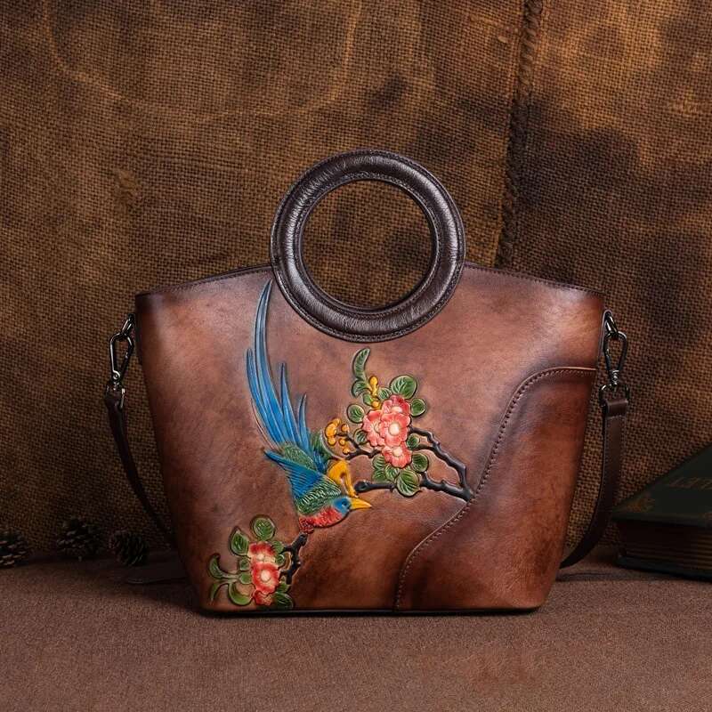 MOTAORA Vintage Emed Cow Leather Handbags Women Bag Fashion Female Handbag Real Cowhide Large Capacity Ral Shoulder Bags