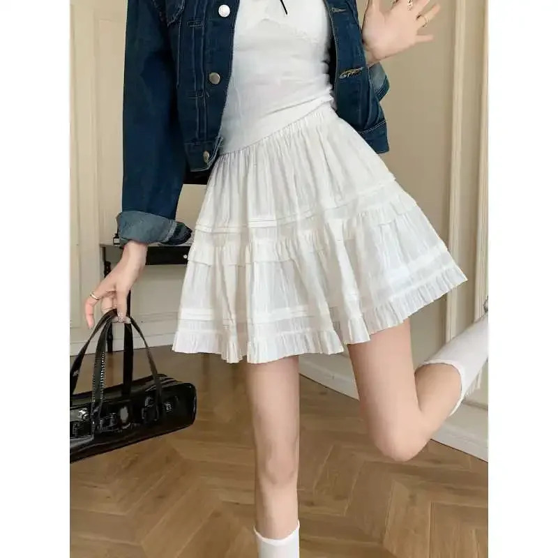 Plus Size Sweet Ballet Style White Puffy Half Skirt A- Line Summer Short Skirt for plus Size Women Cake Skirt Real S Big Size 250320