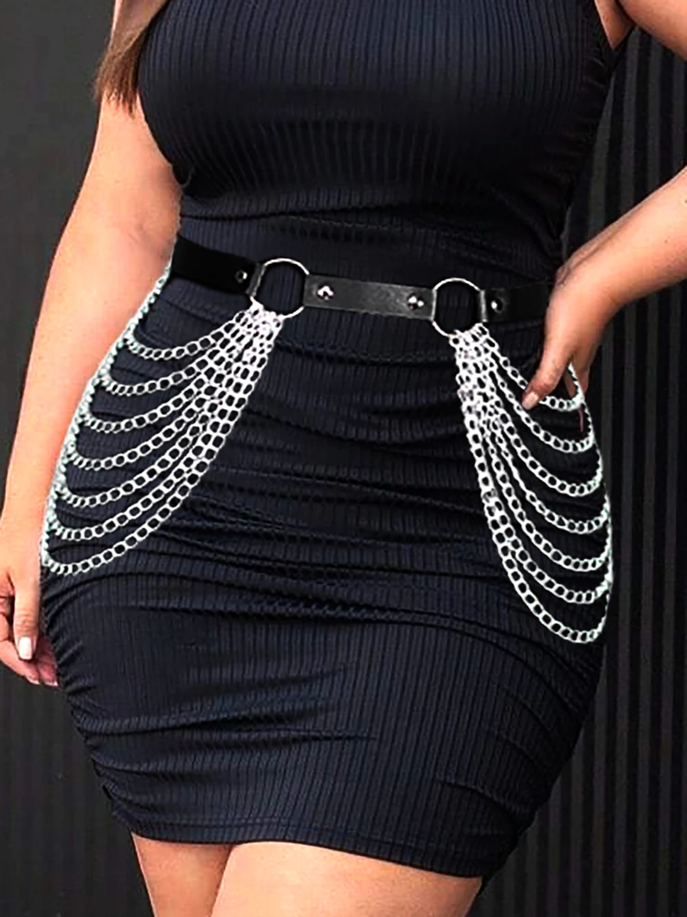 Plus Size Leather Harness Belt Sexy Waist Seal With Chain Body Bondage Fashion Punk Gothic Clothing Suspende Waist Accessories 250320