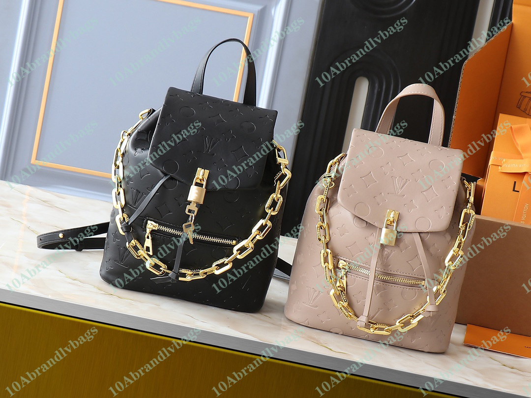 Women Deisgner coussin Backpack PM Satchels High Quality leather Gold hardware Magnetic closure zipped pocket Padlock chain wallet Fashion Shoulder Bag Tote Purse