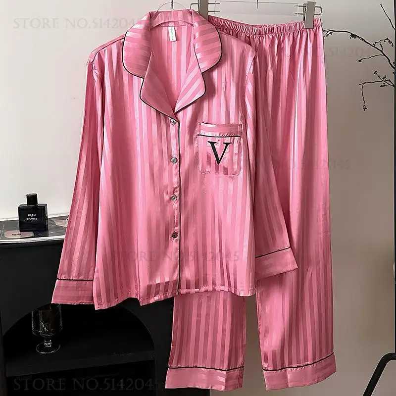 Female Pajamas Loungewear Two-Piece Set Spring Autumn New Rayon Sleepwear Pyjama Pour Femme Sexy Loose Home Clothes LingerieC250319