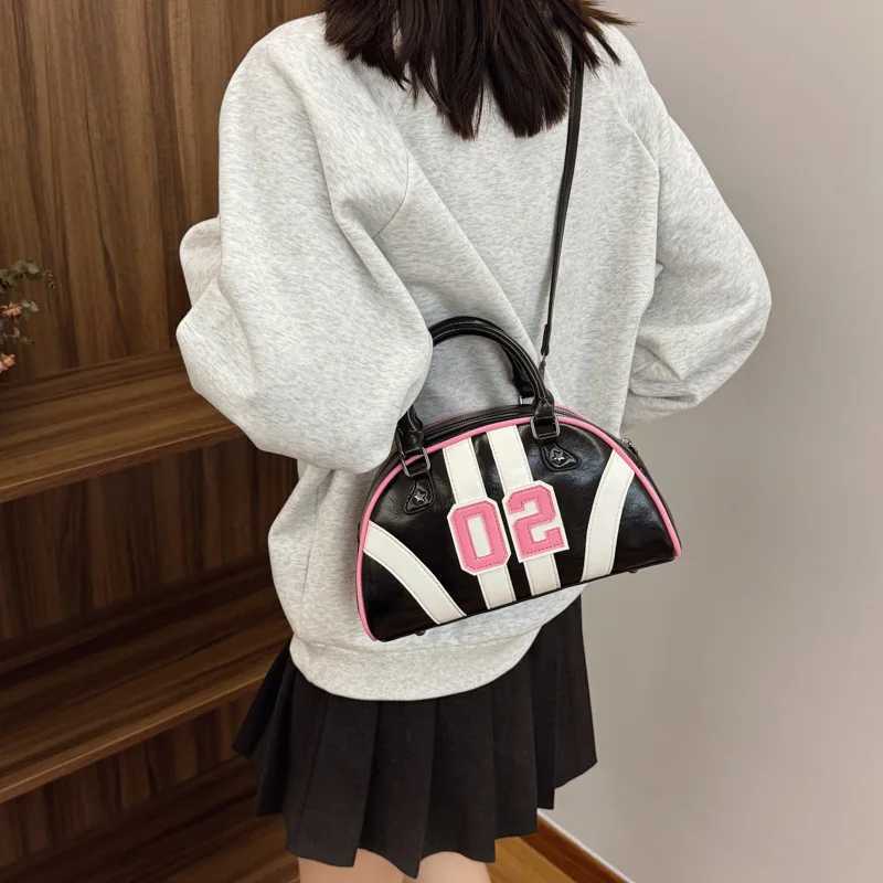 2024 New Korean Fashion Splicing Womens Casual One Shoulder Pillow Bag Y250319