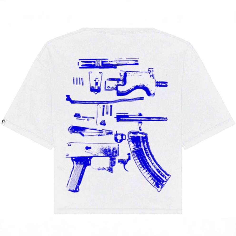 American short T-shirt pistol disassembly picture cotton men's and women's printed street dark style half sleeved tee trend