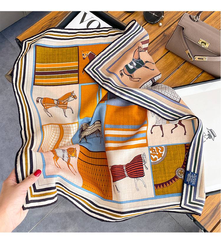 2025 Spring And Autumn Winter New High End Wool For Women's Fashion Style Printed Shawl Double Sided Silk Scarf