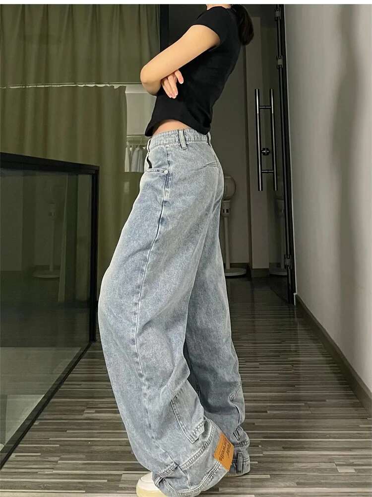 Designer Jeans Fashion American Light Luxury Retro Loose Waist Women's High Street Jeans Double-sided Pants Men's Street Wear Loose Jeans Me