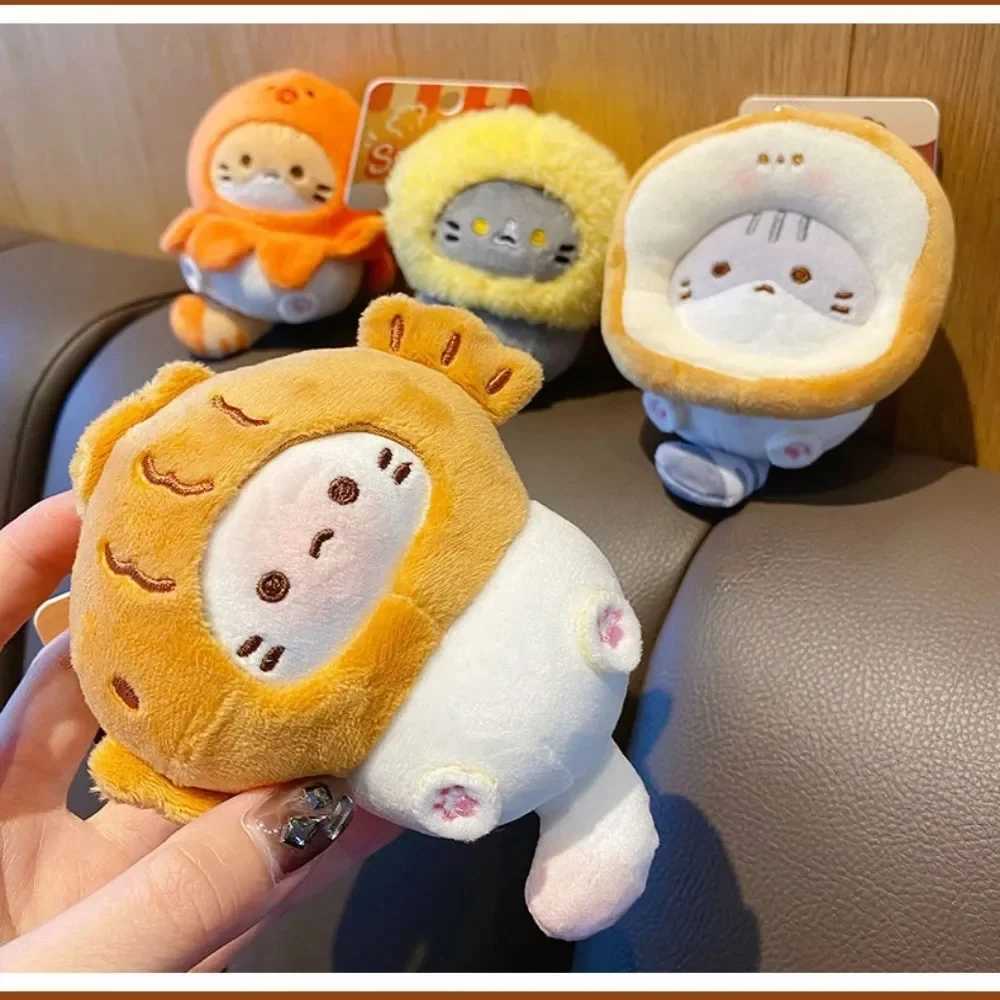 Cute Plush Button Head Keychain Cocoa Cat Japanese Style School Bag Pendant Doll PendantXJ250319