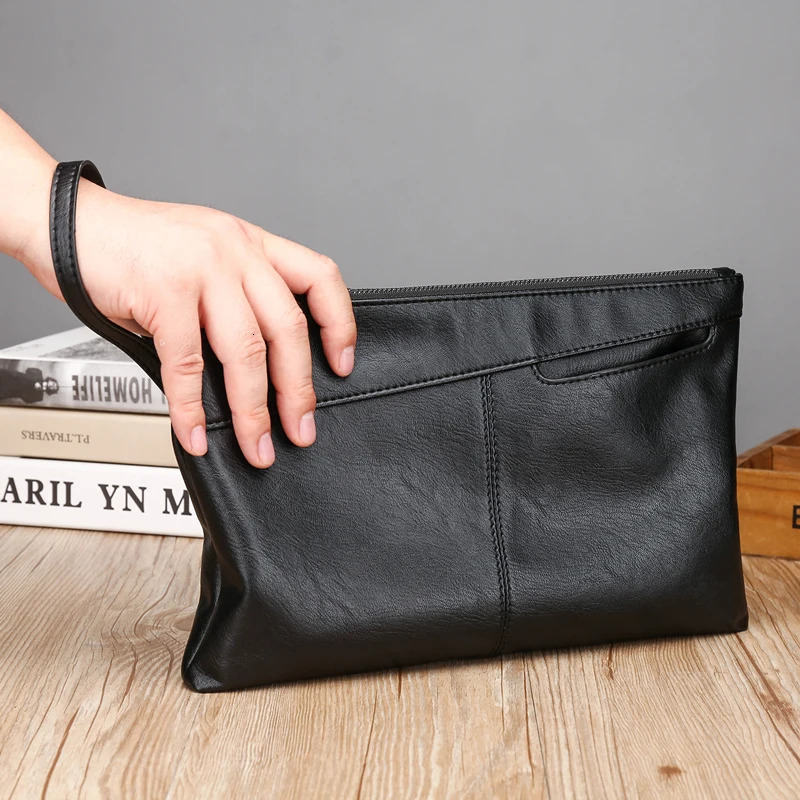 Fashion Business Men Day Clutch Bag High Quality PU Leather Money Handbag Casual Male Cardholder Case Phone Bag 250314