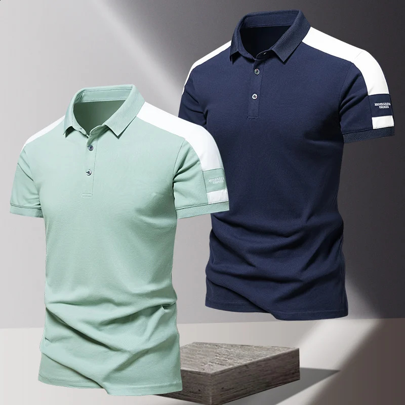 Mens polo shirt summer silk highend business casual short sleeved Tshirt solid color thin pure cotton lapel top 250318