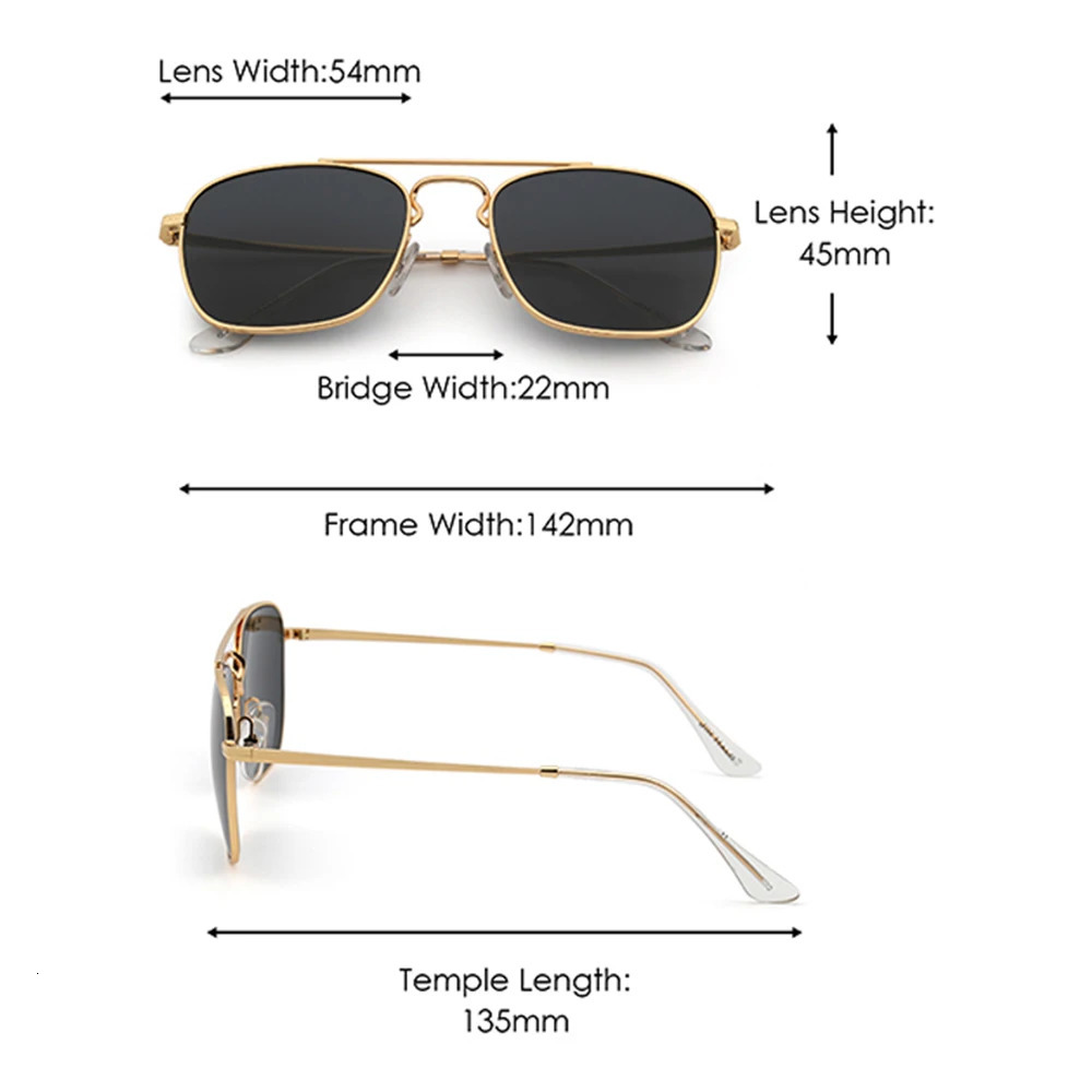 Fashion Glass Lenses Men Women Square Sunglasses er Metal Frame UV400 250318