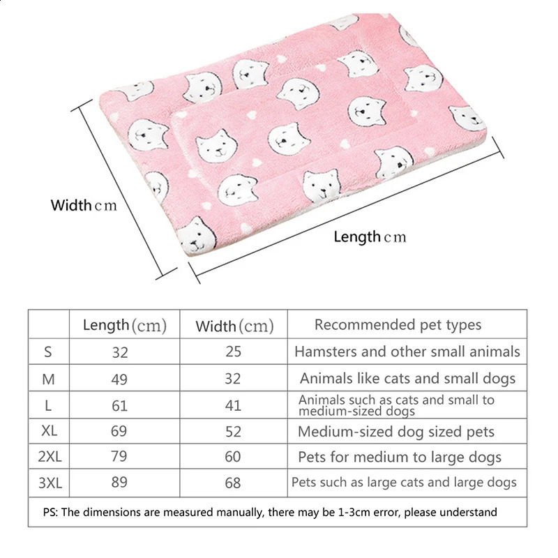 Thicken Cat Mat Breathable Flannel Sleeping Soft Dog Cushion for Small Winter Warm Blanket 250312