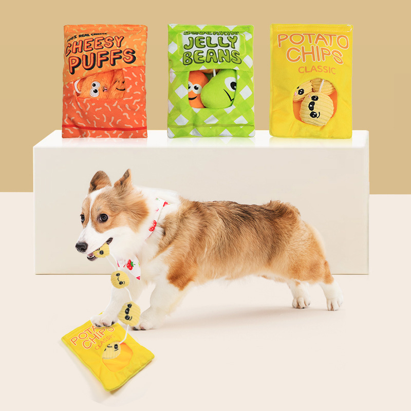Dog Squeaky Plush Toys Pet Dog Cartoon Teething Toy Squeaky Plushies Medium to Large Dogs Reduce Boredom Interactive Toys