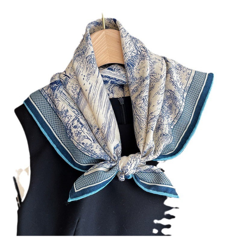 2025 Spring And Autumn Winter New High End Wool For Women's Fashion Style Printed Shawl Double Sided Silk Scarf