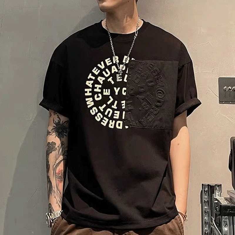 2023 New Mens Clothing Summer Fashion Casual Korean Version Youth Trend Round Neck Letter Printed Loose Cotton Commute T-shirtT250319