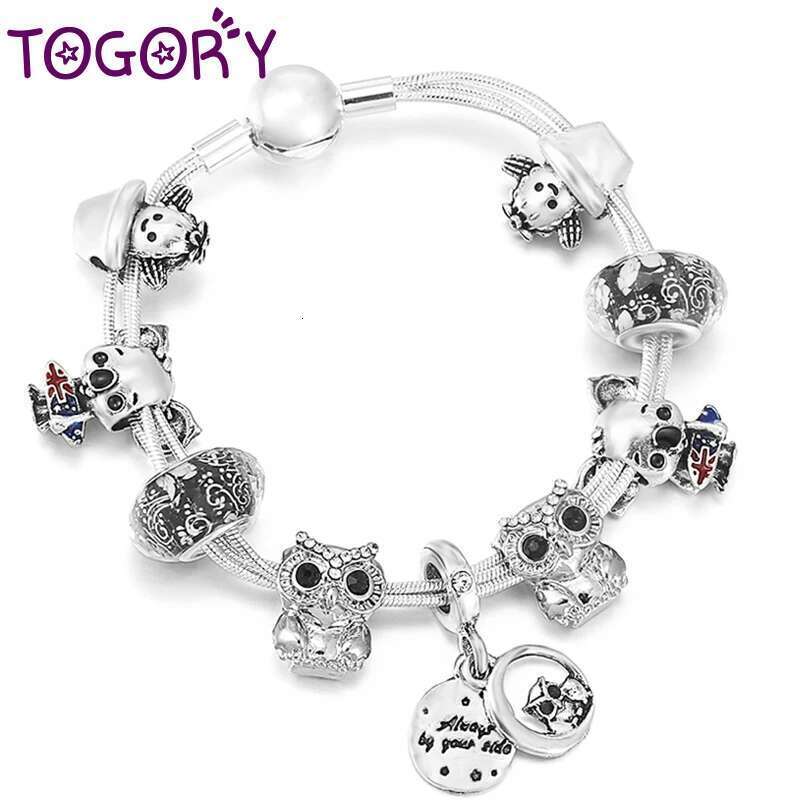Silver Color Cute Owl Cactus Beads Charm Bracelet For Women With Multi-layer Snake Chain Bracelets Bangles As Child Jewelry Gift