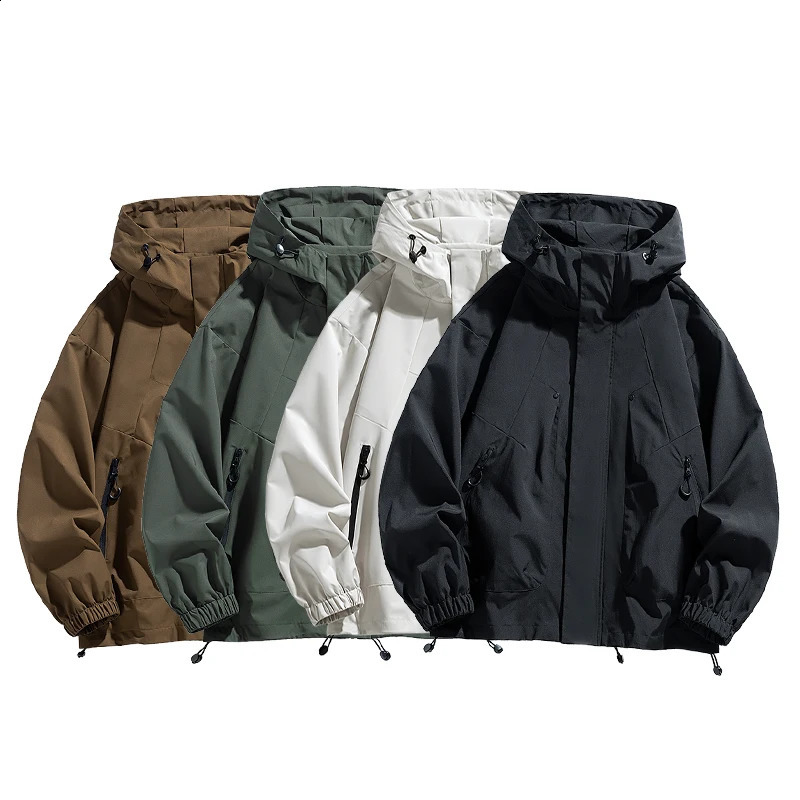 Mens Jacket Hooded Windbreaker Trench Coats Oversize 6XL 7XL 8XL Plus Size Waterproof Black Bomber Camping Loose Thin Softshell 250317