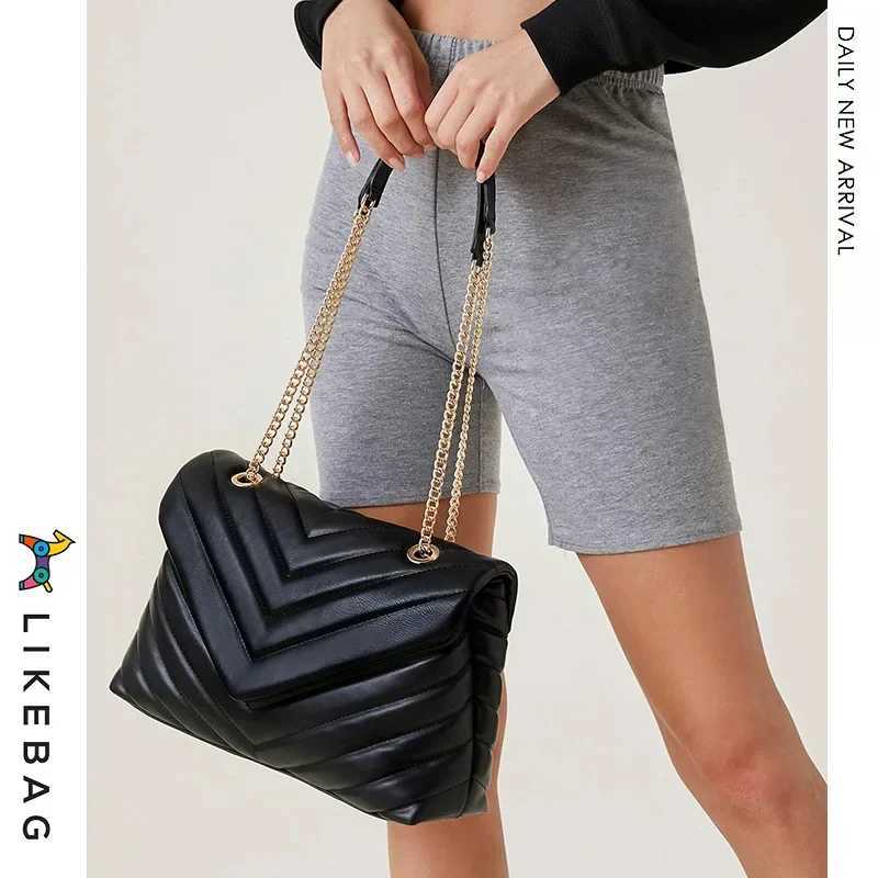 Versatile Metal Chain Embroidery Bag Cross Border Marketing Single Shoulder Slant Bag Womens V-shaped Handbag Y250319