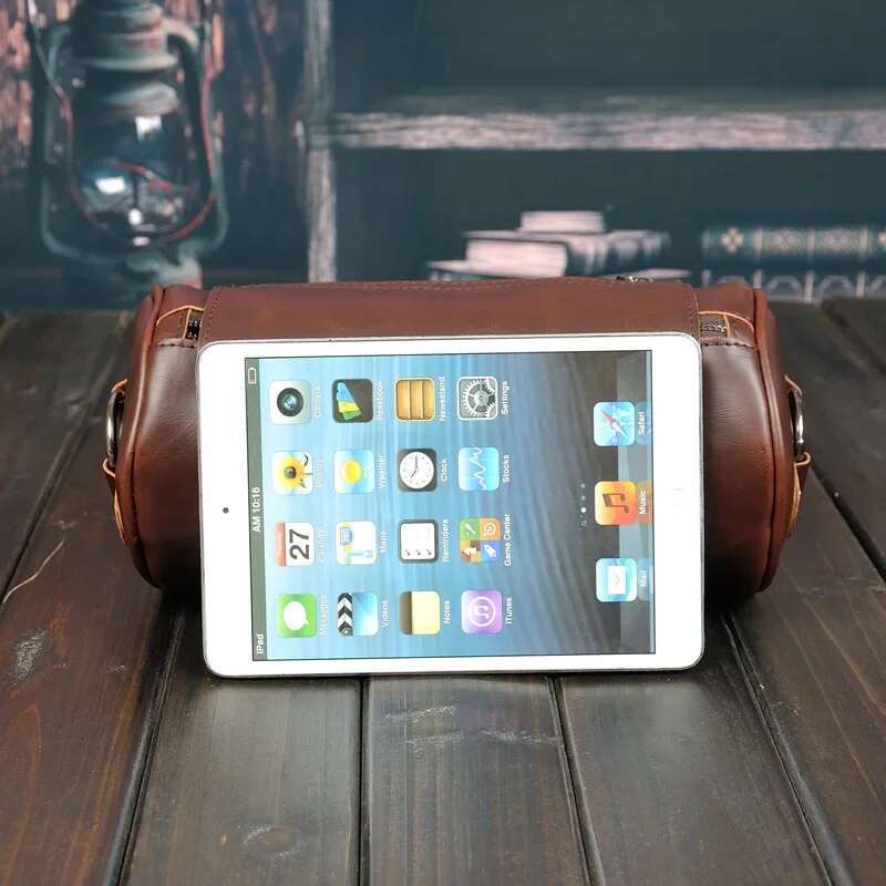Retro Fashion Men Bucket Bags Barrel Shaped Shoulder Messenger Men's Crossbody Bag Handbags