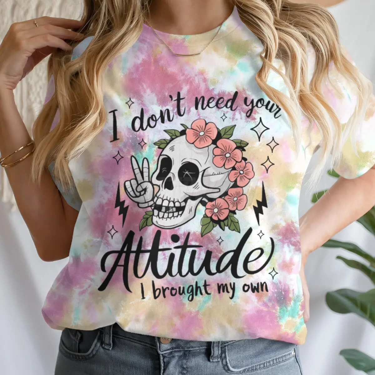 Sarcastic I Dont Need Your Attitude Aesthetic Women Clothes Short Sleeve Women Clothing Fashion Summer T-shirts Tops 250320