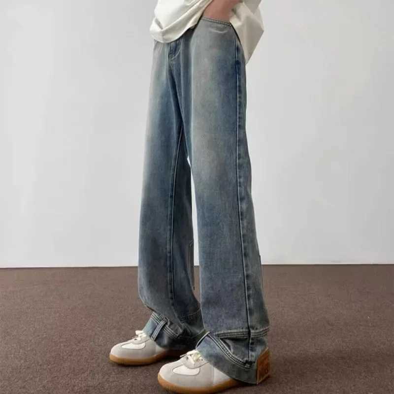 New Japanese straight leg jeans in spring and summer of 2024 Mens trend loose casual trousersT250319