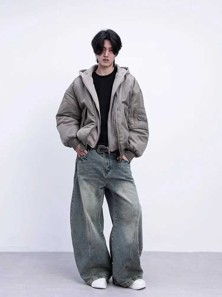 Spring and autumn American mens and womens fashion personalized straight tube washed jeans couple loose curved knife casual pants y2kT250319