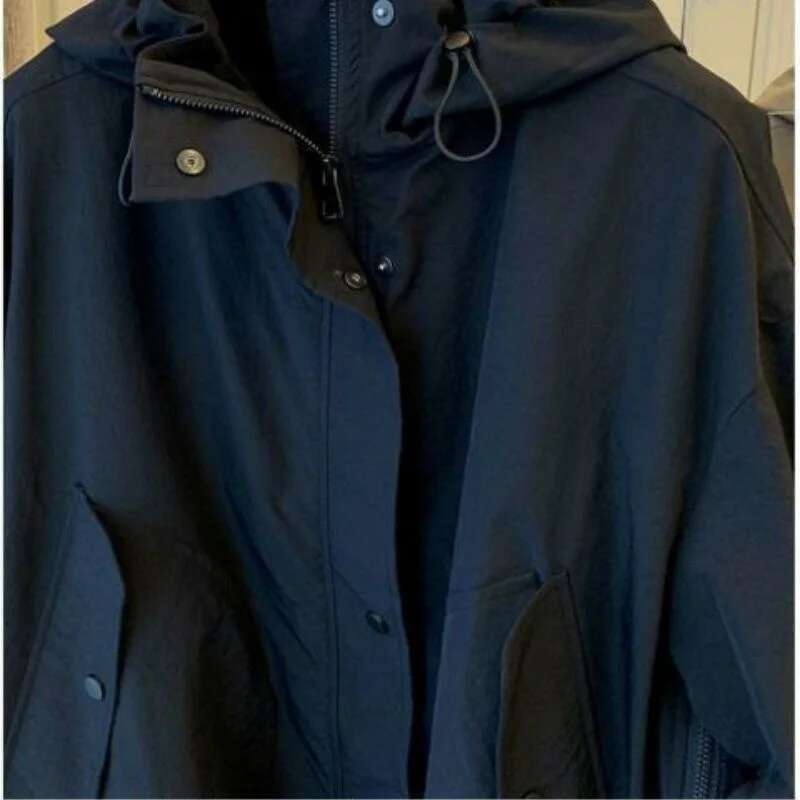 Design Sense Ladies Large Size 4Xl Trench Jacket Women Fashion Patchwork Ed Top Spring Autumn Female Hooded Windbreaker Coat