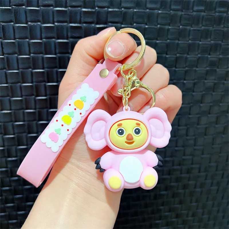 Cheburashkas monkey keychain cartoon animal doll car keychain backpack pendant decoration childrens education Christmas giftXJ250319