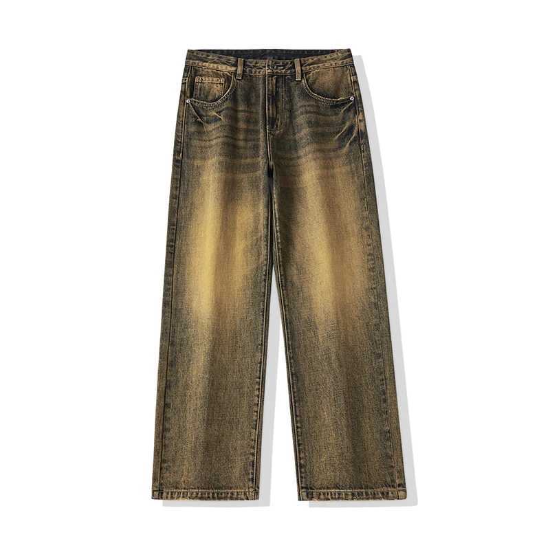 Baggy Jeans Men Wide Leg Pants Loose Denim Trousers Retro Blue Straight Mens Clothing Large Size 40 Vintage 2024 New KpopT250319