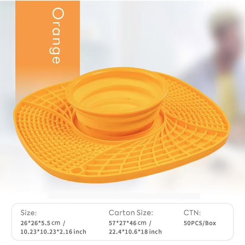 Multi functional silicone three in one pet folding slow food bowl pet anti choking dog licking pad